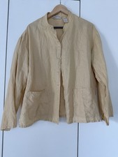Vtg Liz Claiborne Womens Pale Yellow Linen Jacket Size L