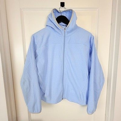 Helly Hansen Jacket Womens L Light Blue Full Zip Fleece Hooded Outdoor Hiking