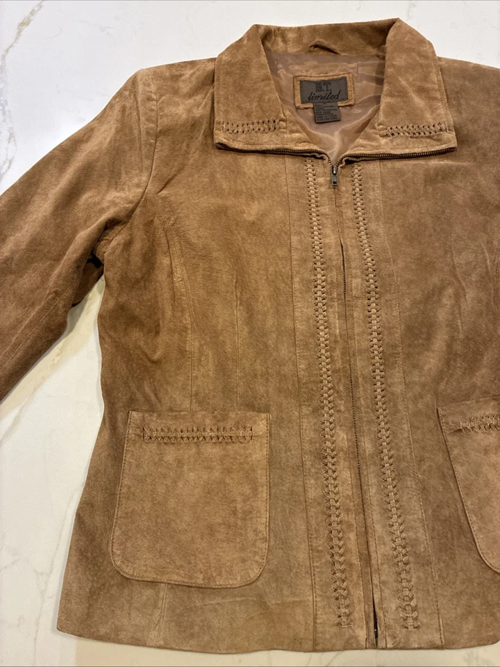 Chaqueta de gamuza BT Limited para mujer 100 % cuero cremallera completa boho tostado occidental XL Foto 4 de 4