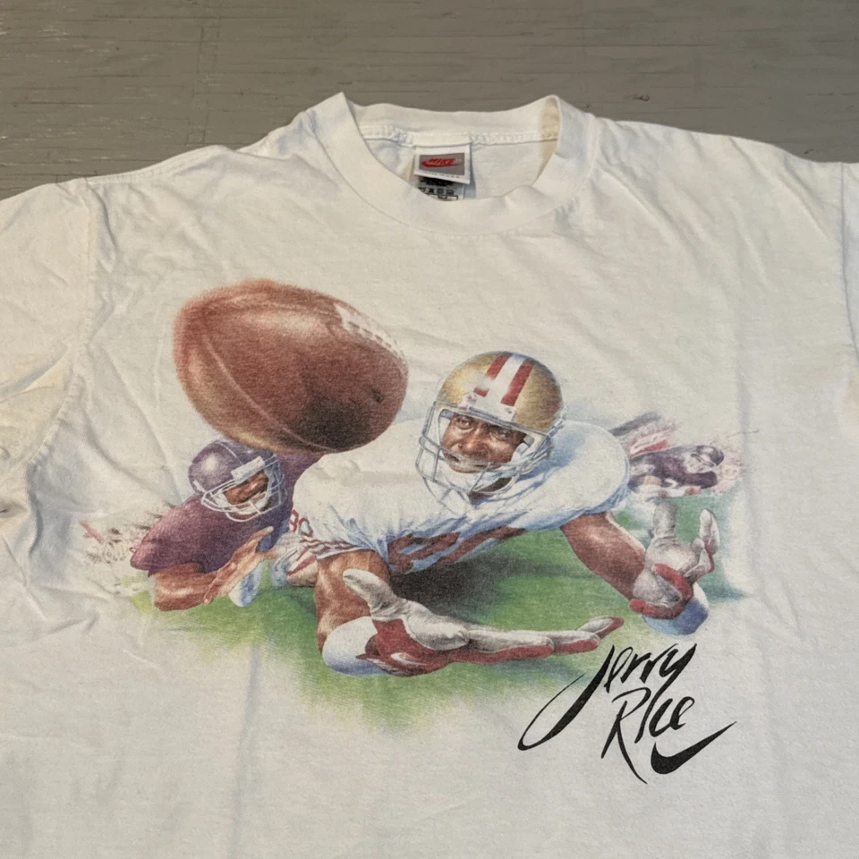Camiseta RARA Vintage Anos 90 Nike San Francisco 49ers Jerry Rice #80 Tamanho M - Fabricada nos EUA - Imagem 2 de 4