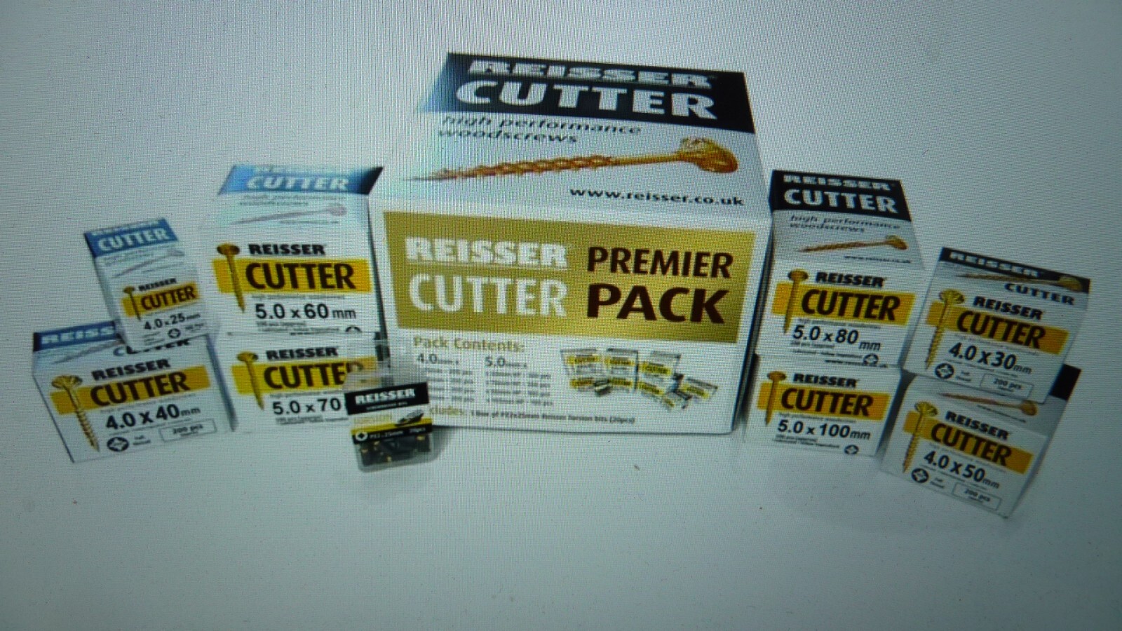 REISSER 1200PC WOODSCREW CUTTER PREMIER PACK WITH TORSION BITS PREMPACKCUTT
