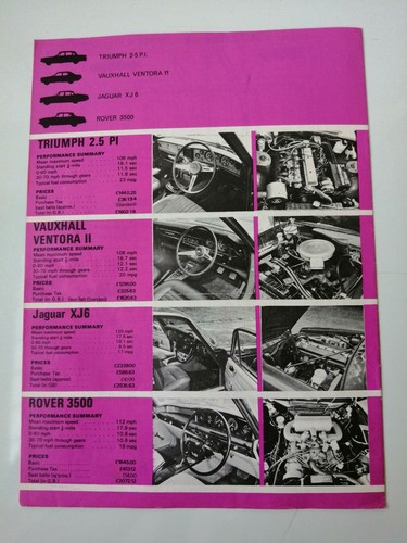 Vintage Auto Car Road Test .Executive Saloons.Rover 3500,Triumph,Vauxhall,Jaguar - Picture 3 of 3