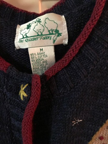 Maglione gilet Quacker Factory usato in ottime condizioni bottoni davanti impreziosito Angel Moon Navy M - Foto 5 di 7