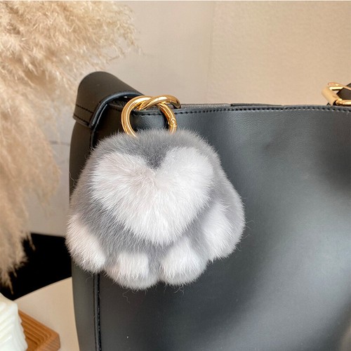 Rabbit Fur Pompom Keychain Ball Fluffy Fur Pendant Charm Bag Car Keyring - Picture 14 of 46