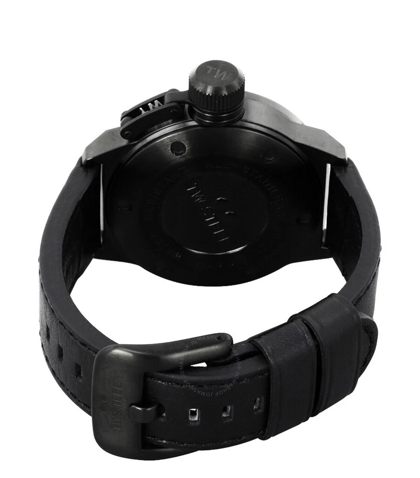 TW Steel Canteen 45mm Black Stainless Steel Case, Black Leather Band, Unisex - Image 2 of 2