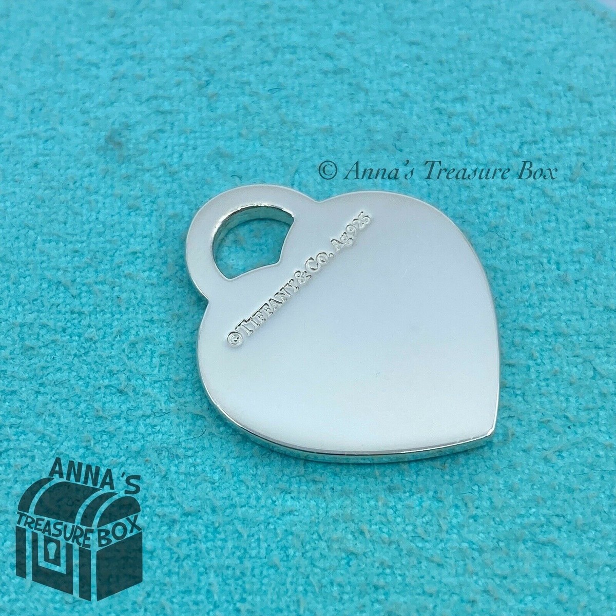 Tiffany & Co. 925 Silver MEDIUM Red Outline RTT Heart Charm