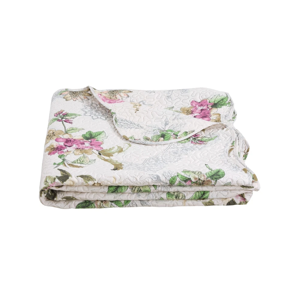 Embossed Pinsonic Printed Bedspread Coverlet Quilt Set, Purple Floral Mandala - Image 4 of 4