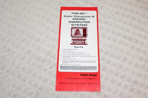 TRS-80 Color Computer 2 Micro-Computer System Start up Guide Tandy Radio Shack