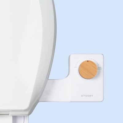 TUSHY Fresh Bidet: Ultra Slim Toilet Seat Fresh, Bamboo Knob 