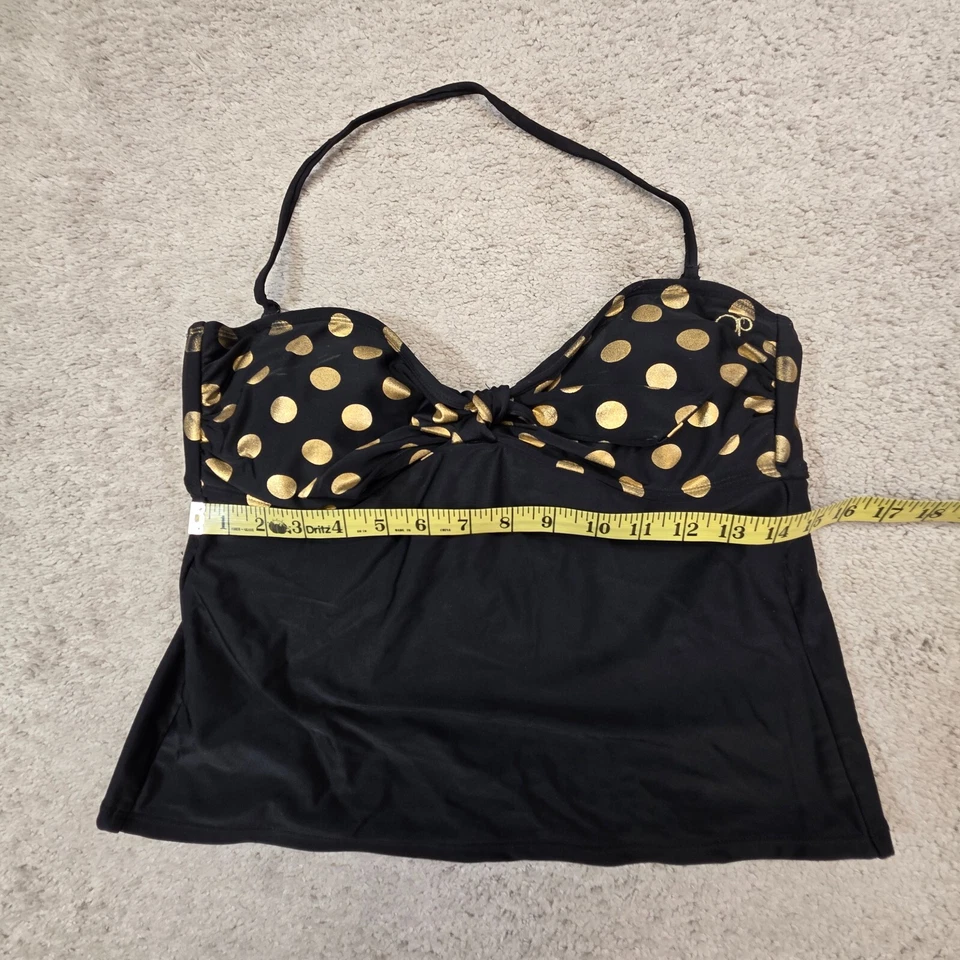 OP Ocean 坦基尼上衣黑色金色波点蝴蝶结大号 11/13 — 第 3/4 张图片