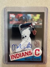 Oscar Mercado 2020 Topps Baseball 1985 Topps Black Auto, 008/199, No. 85A-OM