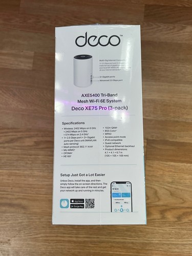 TP-Link Deco AXE5400 Pro Tri-Band Mesh Wi-Fi 6E System (Deco XE75 Pro) - 3 Pack - Picture 3 of 4