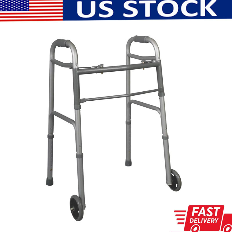 Folding Walker Heavy Duty 300lb Aluminum Seniors Elderly Walker Lightweight US