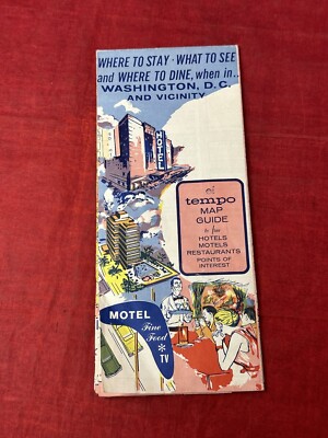 1964 Washington DC American Amoco Gas VTG Road Map Tempo Guide