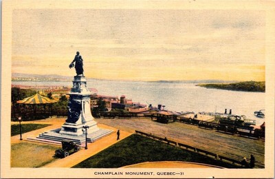 Historic Champlain Monument Quebec Canada Scenic Overlook WB WOB Postcard
