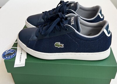 Lacoste CARNABY EVO Leather Sneakers Women s 7-33SP J1001003 Sz 5 Navy Blue
