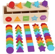 Montessori Toys for 1 2 3 Year Old  Wooden Color  Shape Sorting Matching Toys