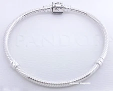 New 100% Authentic PANDORA 925 Ale Silver  Barrel Clasp Charm Bracelet 598816C00