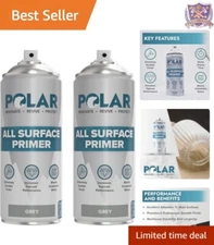 Versatile Quick-Dry Matt Gray Primer Spray - Excellent Adhesion, 27 Fl Oz Total