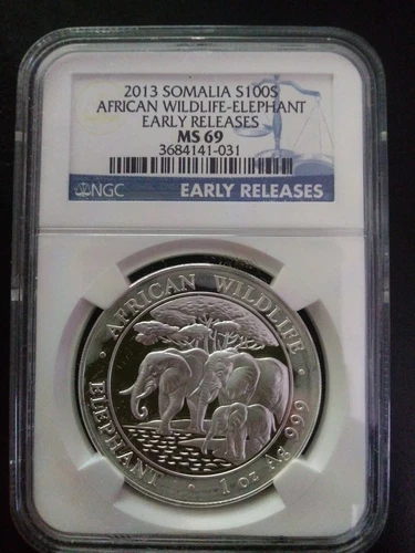 2013 Somalia 100 Shillings African Elephant NGC PF 69 Ultra Cameo ER silver RARE