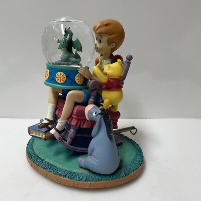 Disney Winnie The Pooh Christopher Robin King Arthur & Dragon Snow Globe musical