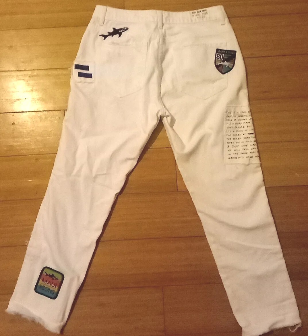 Zara Basic Limited Edition Maui And Sons Patchwork Size 6 Distressed White Jeans image 7