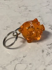 VTG PNC Bank Orange Acrylic Plastic Piggy Bank Promotional Gift Key Chain Ring