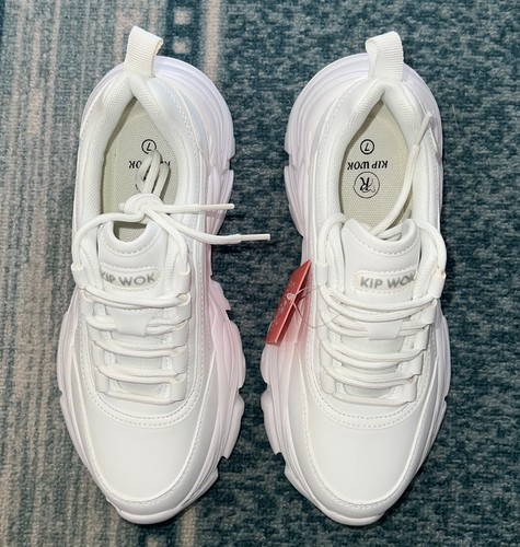 K KIP WOK Sneakers Chunky Platform, Scarpe Casual Comfort, Bianco, 7, Nuovo con etichette - Foto 6 di 8