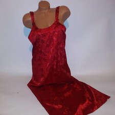 Vintage Lingerie Slip Chemise Long Gown Medium Red Sleepwear Womens