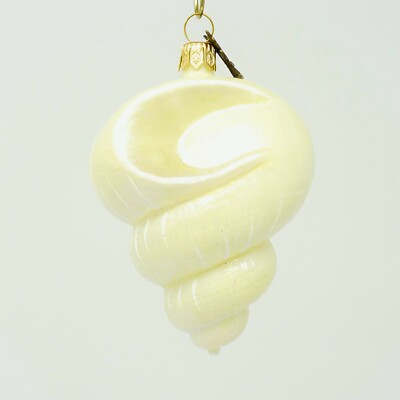Neiman Marcus 2006 Sea Shell White Glass Christmas Ornament Holiday Decoration