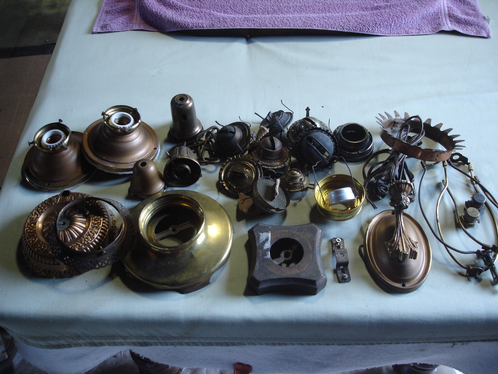 Vintage Lot Lamp Lighting Parts Oil Lamp Iron Brass eBay