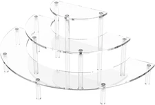 3 Tier Acrylic Display Risers, Half Moon Cupcake Stand, Clear Perfume Organizer,