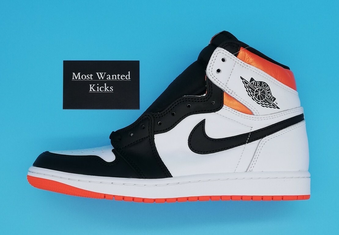 NIKE AIR JORDAN RETRO HIGH OG WHITE/BLACK-ELECTRO ORANGE DS NEW IN BOX UK  - Main Image