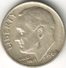 USA - 1964P Roosevelt Silver Dime - #21
