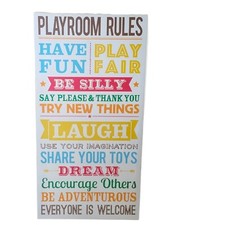 Stupell Home Décor Playroom Rules in Multicolor Canvas Wall Art, 30" x 16"