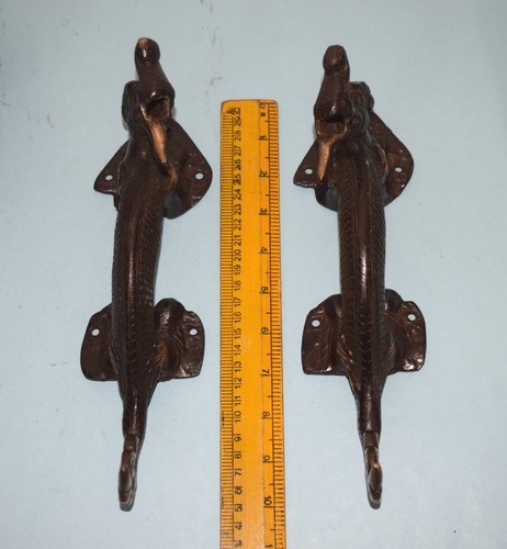 10'' Inches Dragon Handle Pair Mythical Brass Figure Metal Shelf Door Pull HK388 - Picture 6 of 12