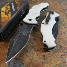 MTech Xtreme WHITE G10 Spring Assisted Opening Stone Wash Folding Pocket Knife