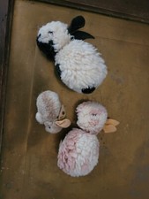 Vintage STEIFF pompom bunnies 3 together