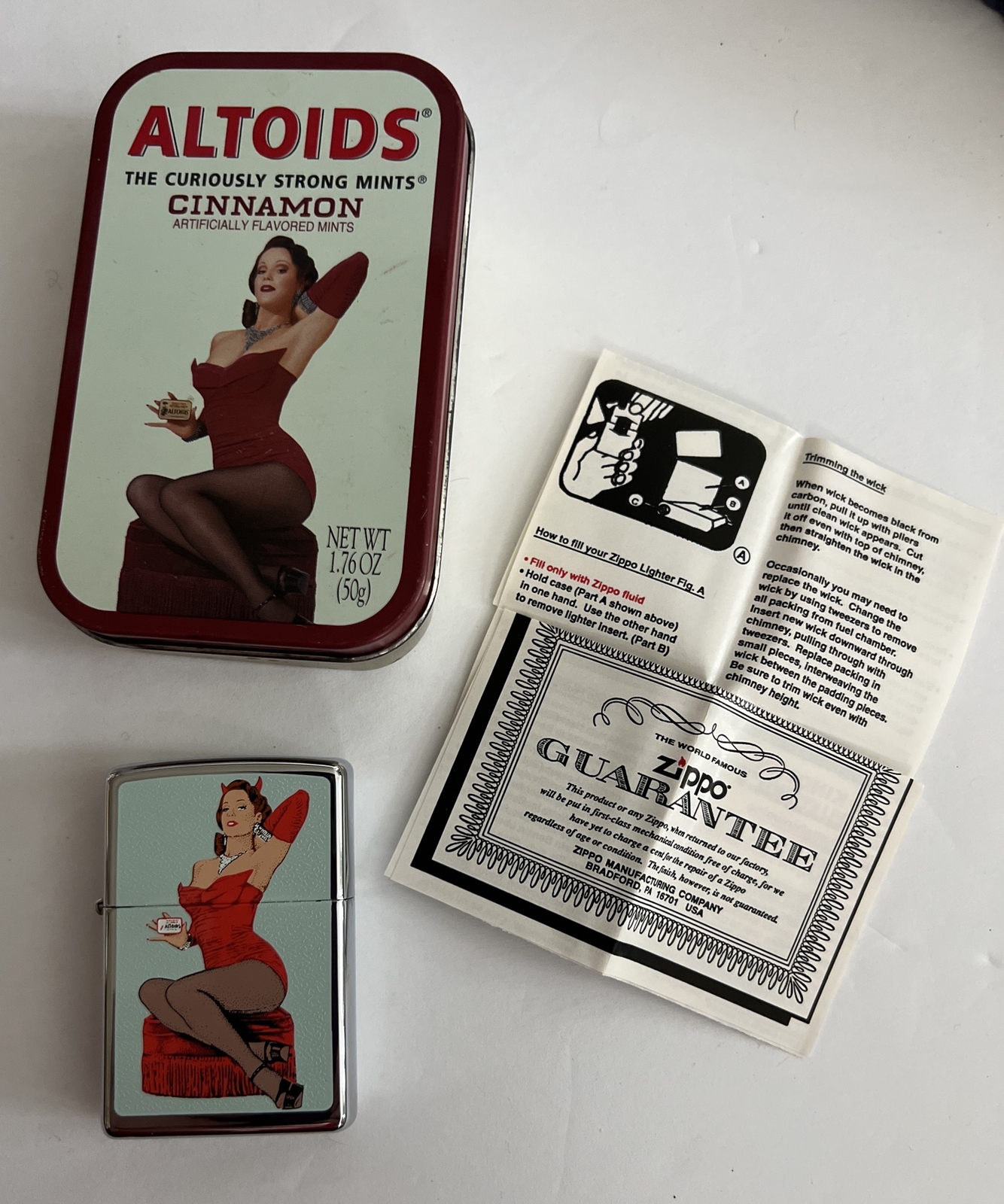 Very Rare HTF Vintage Zippo Lighter Altoids Mints Cinnamon Girl eBay