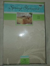 Spring Blossoms Damask Ecru Tablecloth 70 in Round NIP