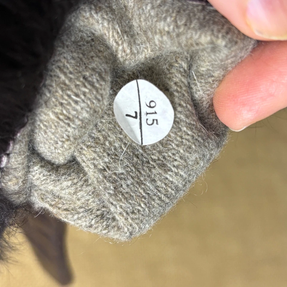 Винтажные женские кожаные перчатки Isotoner шерстяная подкладка размер 7 коричневая меховая отделка классические эластичные - Изображение 2 из 4