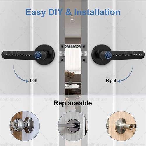 Smart Digital Code Door Lock Fingerprint Password /Key Electronic Knob Safety AU - Picture 8 of 14