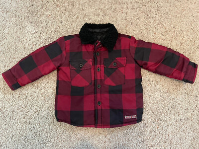 boys Hudson kids buffslo plaid faux sherling collar jacket size 12 months