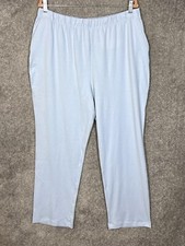 Lands End Sport Knit Straight Leg Pull On Pants Womens Size XL 18 Blue Pockets