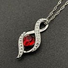 Sterling Petite Infinity Red Heart Crystal Pendant Necklace Birthstone Dainty