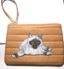 Birman Cat Wristlet Hand Painted Purse Designer Handbag