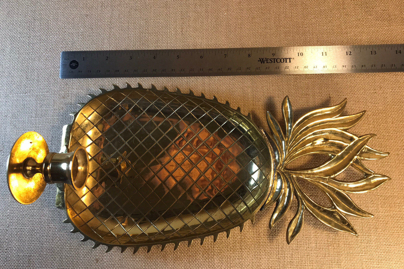 Brass Pineapple Shaped Wall Sconce Candle Holder 13 X 6 Inches Gold Color