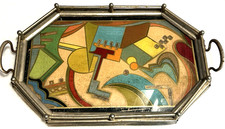 Vintage Art Deco Cubist Serving Tray 18 X 11