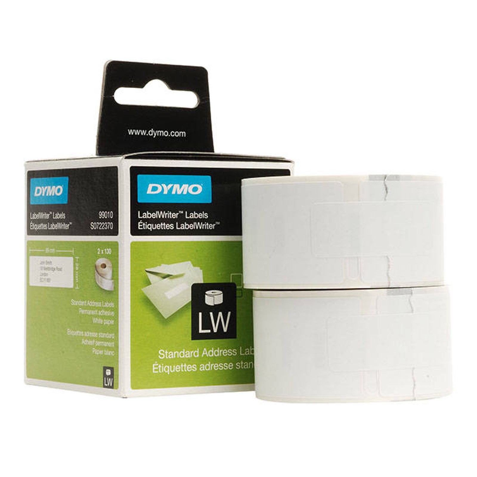 Original Dymo 99010 Address Labels 89mm x 28mm Twin Pack of Label Rolls (S072237