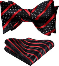 Bow Ties for Men Striped Bowties Men's Self Tie Bowtie Handkerchief Formal Tuxed